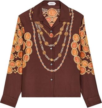 Versace Printed Silk Shirt - Brown - 48 (UK16 / XL)