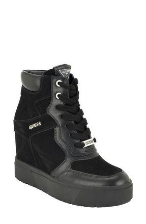 Guess Guilley Wedge Sneaker in Black at Nordstrom, Size 6