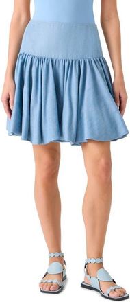 Akris Balloon Hem Denim Miniskirt in Sky Blue Denim at Nordstrom, Size 10