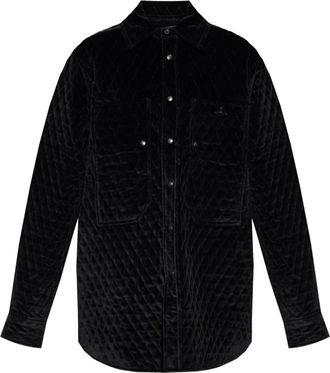 Vivienne Westwood Gewatteerd fluwelen jack met logo-applicatie - Zwart