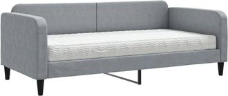 vidaXL Daybed with Mattress Light Grey 90x190 cm Fabric vidaXL