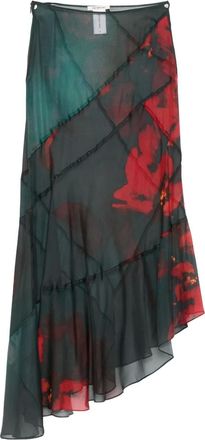 Peter Do Gonna lunga asimmetrica a fiori - Verde