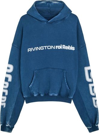 RRR123 Metanoi Printed Hooded Cotton Sweatshirt - Navy - XL