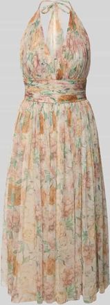 Lace & Beads Cocktailkleid mit Neckholder und Schn&uuml;rung in Rose, Gr&ouml;&szlig;e XXL