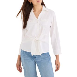 Nic+Zoe Iconic Tie Front Button-Up Shirt in Paper White at Nordstrom, Size Medium P