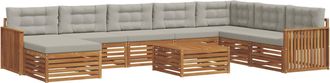 vidaXL Conjunto De Sof&aacute;s De Exterior 9 Uds. Gris Natural Y Claro Vidaxl