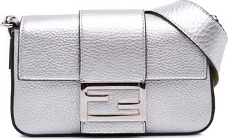Fendi Pre-owned Womens Baguette Silver Shoulder Bag Leather - One Size