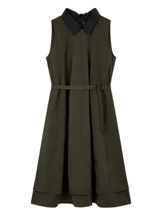 STUDIO TOMBOY collared belted dress - women - Polyester/Polyester/Cotton/Nylon - OS - Green