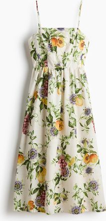 H&M Midi-Tr&auml;gerkleid - Weiss/Pfirsiche