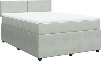 vidaXL Vidaxl - Cama Box Spring Con Colch&oacute;n Terciopelo Gris Claro 140x190 Cm