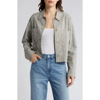 Sessun Notteri Stripe Crop Jacket in White/black at Nordstrom Rack, Size X-Small