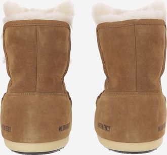Moon Boot Womens Ankle Boots Leather And Shearling Light Brown