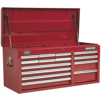 Loops 1025 x 435 x 490mm RED 14 Drawer Topchest Tool Chest Lockable Storage Cabinet