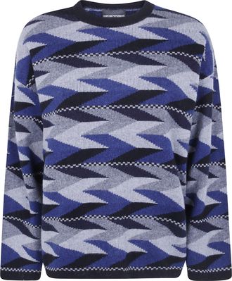 Emporio Armani Sweater Wool Cashmere Fancy Blue