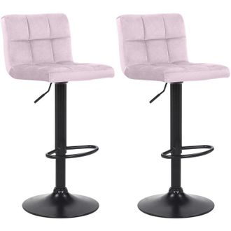 Clp Set di 2 sgabelli bar Feni in velluto Rosa