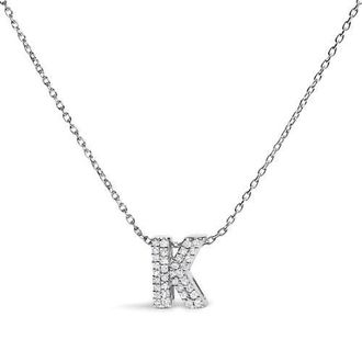 House of Brilliance 10K Gold Diamond Accent A-Z Initial Bubble Pendant Necklace in White | K at Nordstrom