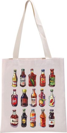 Generic PYOUL Hot Spicy Meal and Sauce Lover Gift DIY Hot Sauce Tote Bag Spice Fan Handbag Foodie Gift Chilli Sauce Spicy Gift (DIY Hot Sauce Tote)