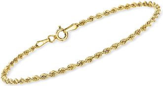 Ross-Simons Italian 2.1mm 10kt Yellow Gold Rope-Chain Bracelet