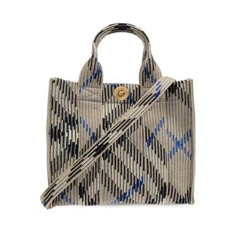 Burberry Cross Body Bags, female, Multicolor, Size: ONE SIZE Mini Check Knitted Tote