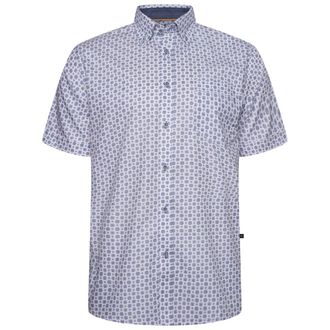 KAM Shirt Jewel Pattern Short Sleeve Cotton Button Down Men Plus Size 2-8XL 6345 (UK, Alpha, 4XL, Plus, Regular, Blue)