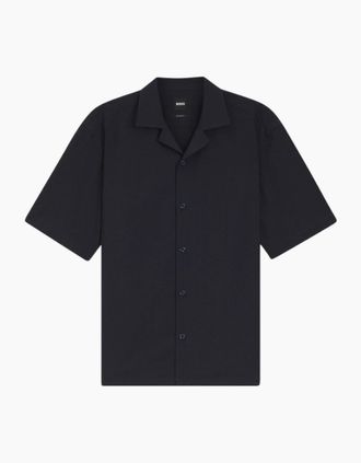 HUGO BOSS Mens BOSS Black P LARS CAMP 262 Shirt 404 Dk Blue - Size: 40/Regular