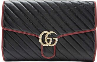 Gucci Matelass&eacute; Torchon Gg Marmont Clutch (Authentic Pre-Loved)