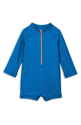 primary Long Sleeve One-Piece Rashguard Swimsuit in Blueberry at Nordstrom, Size 12-18M