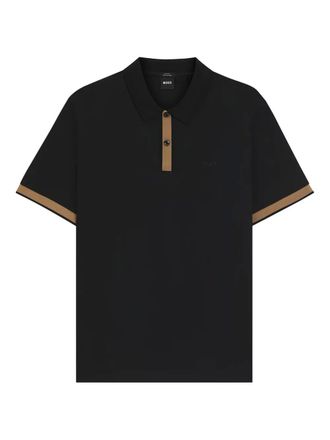HUGO BOSS H-Phillipson 200 ribbed trim polo shirt - Black