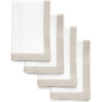Solino Home Linen Dinner Napkins - Classic, 20 x 20 in Natural And White at Nordstrom, Size Large