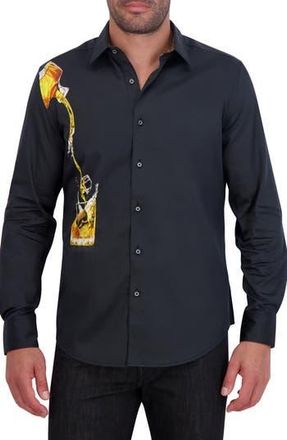 Robert Graham On Ice Long Sleeve Woven Button-Up Shirt in Black at Nordstrom Rack, Size X-Large