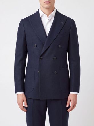 Tagliatore Blazer doppiopetto in lana vergine e cashmere con tasche a toppa