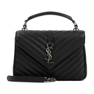 Saint Laurent Tassen, Dames, Zwart, ONE Size, Leer, Klassieke YSL College Tas in Zwart
