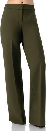 Ivonne Straight Solid Gabardine Trousers in Green at Nordstrom, Size 10