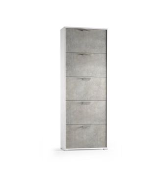 Terraneo Terraneo - Zapatero Con Cinco Puertas Para Hasta 15 Pares De Zapatos, Puertas De Hormig&oacute;n Blanco
