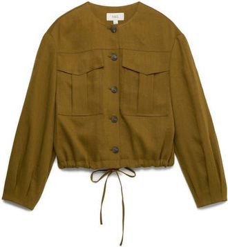 M&S Collection Collarless Jacket in Mossy Brown at Nordstrom, Size 10