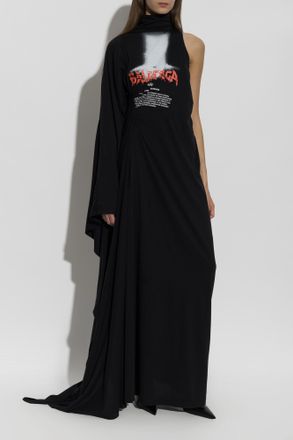 Balenciaga Asymmetrical Dress, Womens, Black