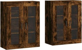 vidaXL Wall Mounted Cabinets 2 pcs Smoked Oak Engineered Wood Vidaxl