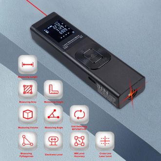 OEM Detector L&aacute;ser 3 En 1 Con Inclin&oacute;metro Y Nivel Cruzado - Precisi&oacute;n De 60 M, Mide Distancia/&aacute;rea/volumen/teorema De Pit&aacute;goras, Pantalla Lcd Retroilumin