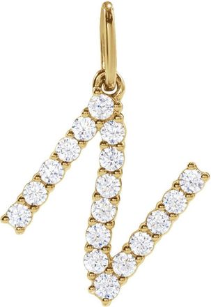 Diamond2Deal 14k Gold 1/4ct Lab-Grown Diamond Initial N Pendant