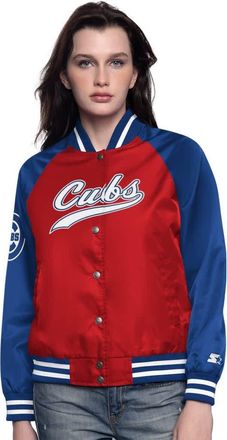Starter Womens Starter Red/Royal Chicago Cubs Home Run Full-Snap Varsity Jacket at Nordstrom, Size X-Large