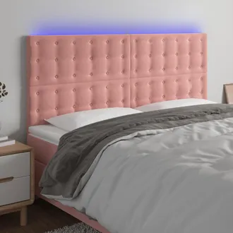 vidaXL Cabecero Con Luces Led Terciopelo Rosa 160x5x118/128 Cm Vidaxl