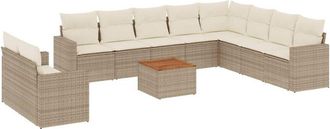 vidaXL Set De Sof&aacute;s De Jard&iacute;n 11pzas Con Cojines Rat&aacute;n Sint&eacute;tico Beige Vidaxl