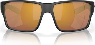 Costa 63mm Mirrored Polarized Oversize Square Sunglasses in Matte Black Mirror at Nordstrom