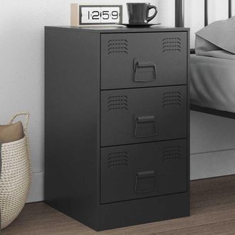vidaXL Mesita De Noche Acero Negra 34,5x39x62 Cm Vidaxl