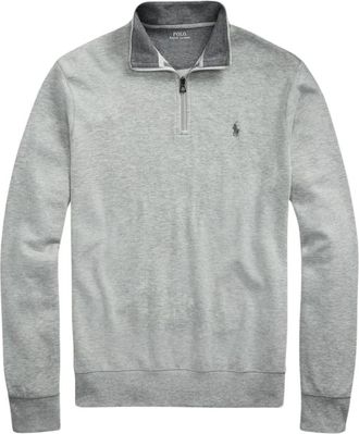Polo Ralph Lauren Grijze Luxe Jersey Quarter-Zip Pullover - Heren - Sweatshirts - Grijs - 2XL - Katoen - Hoodies & sweatvesten