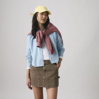 Levi's Cropped Harlie Shirt - Womens - XS - Blue