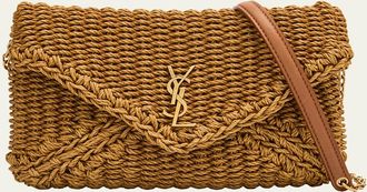 Saint Laurent Cassandre YSL Woven Raffia Shoulder Bag Pouch Bag