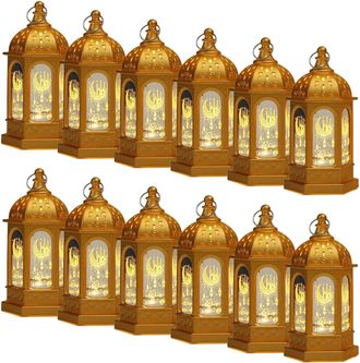 OEM 12 Faroles Led De Cristal Transparente, Hexagonales, Colgantes, Para Interior/exterior, Ramad&aacute;n