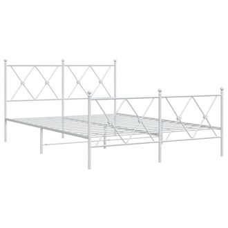 Berkfield Home Metal Bed Frame without Mattress with Footboard White 140x190cm | Size: 140x190 cm