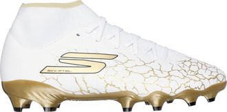 Skechers SKX 1.5 voetbalschoenen voor heren, voor harde ondergrond (Wit/Zwart/Goud)